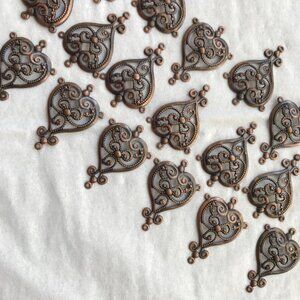 NWT Copper Chandelier Heart Parts for Jewelry Making